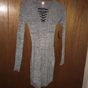 NEW marled rib lace up dress
